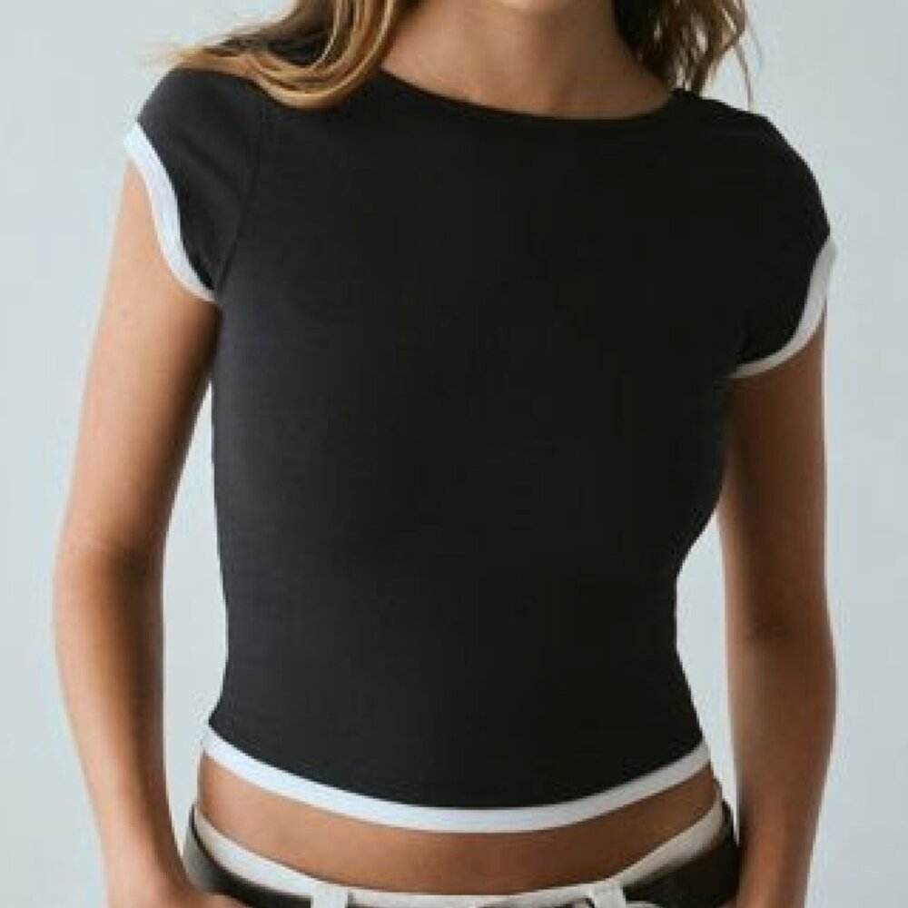 NWOT UO Out From Under Cotton Compression Scoop Back Layered Tee